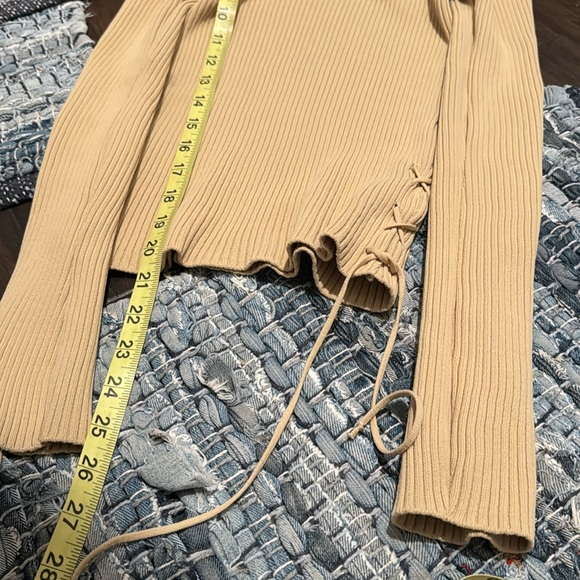 Sexy Deep  Neck Ribbed Pullover Top Side Laces - Picture 10 of 12